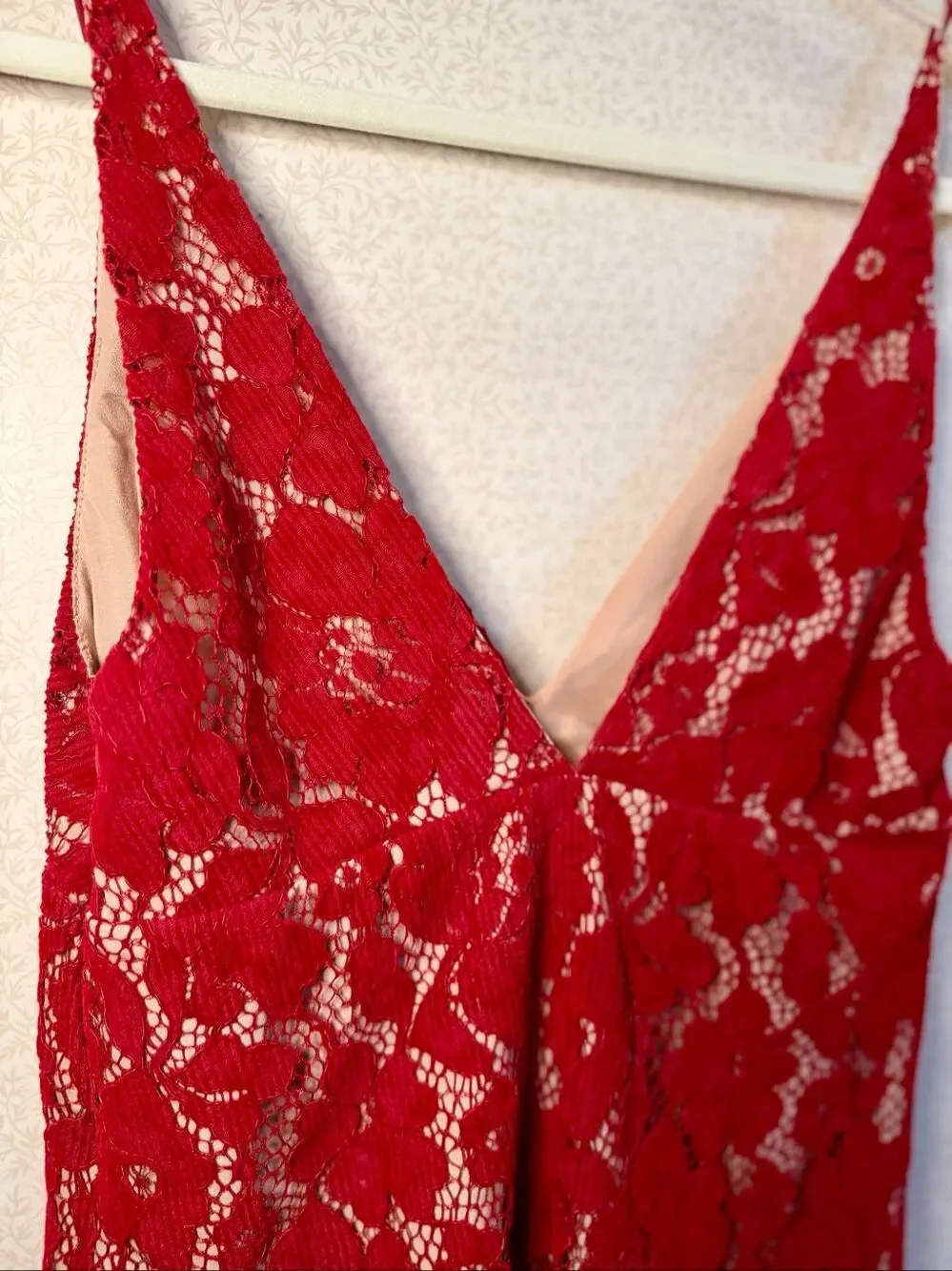 Free People red lace floral mini dress